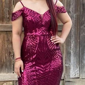 Burgundy Sequence Dress